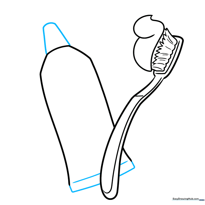 Adding a trapezoid cap and crimped bottom lines to the toothpaste tube.