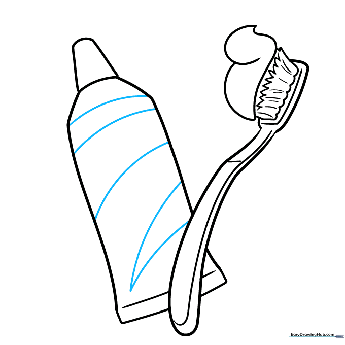 Adding curved lines to the toothpaste tube to create a 3D effect.