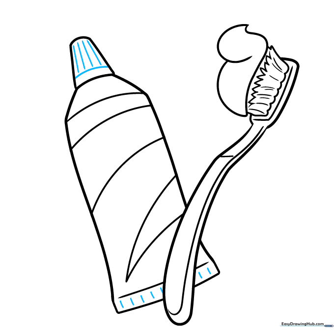 Adding final texture lines to the toothpaste cap and the bottom of the tube.