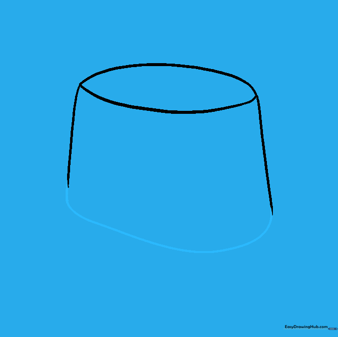 Curved line connecting the bottom of the crown sides to create the base
