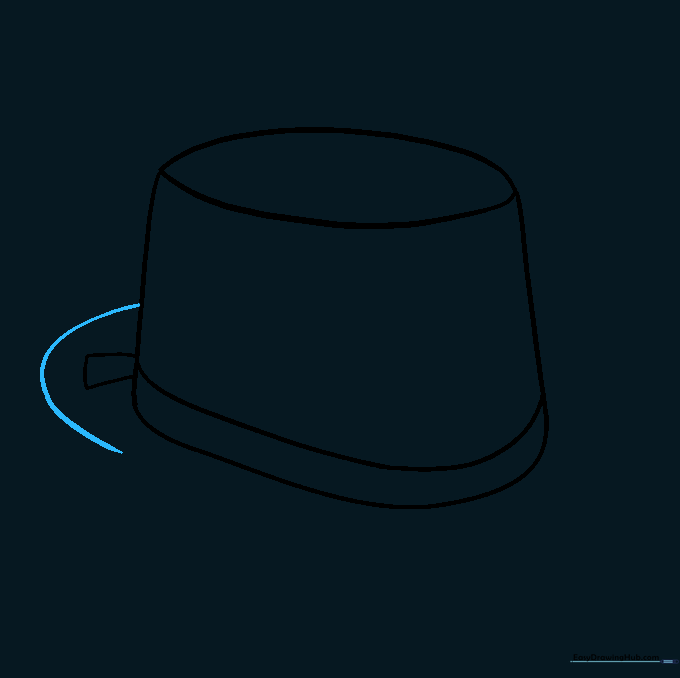 Beginning the brim of the top hat with a long curved line