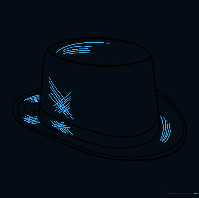 Adding texture and cross-hatching details to the top hat for shading