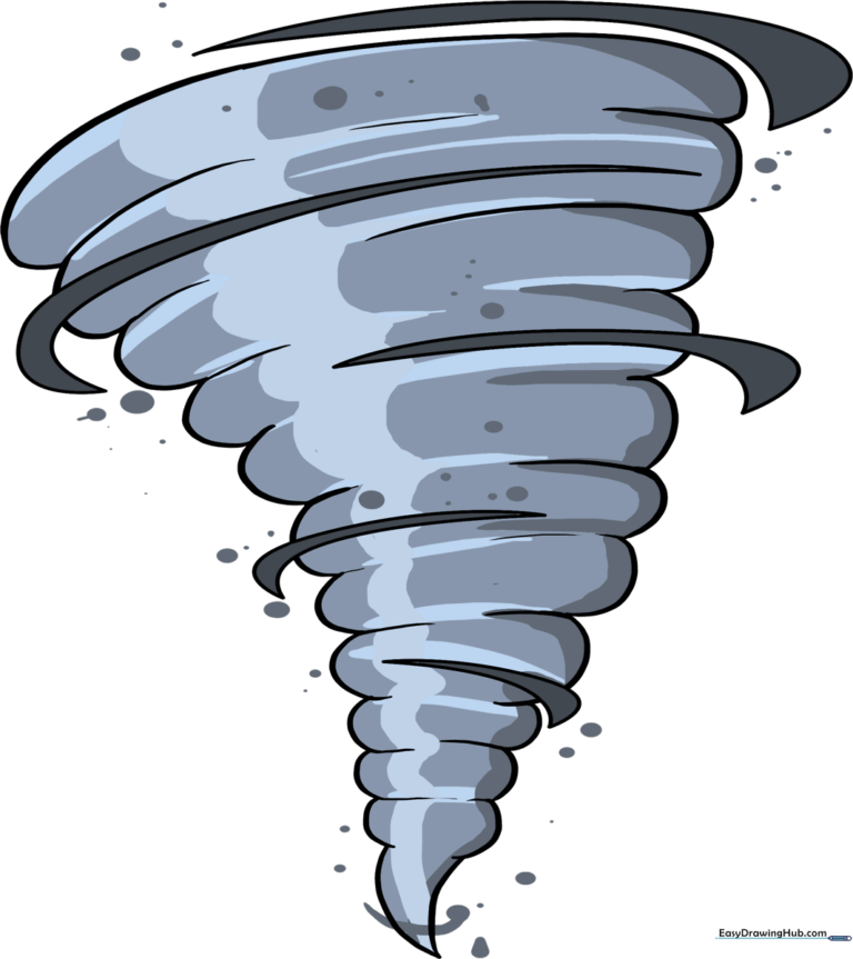 A high-quality, finished illustration of a swirling tornado, perfect for an art project.