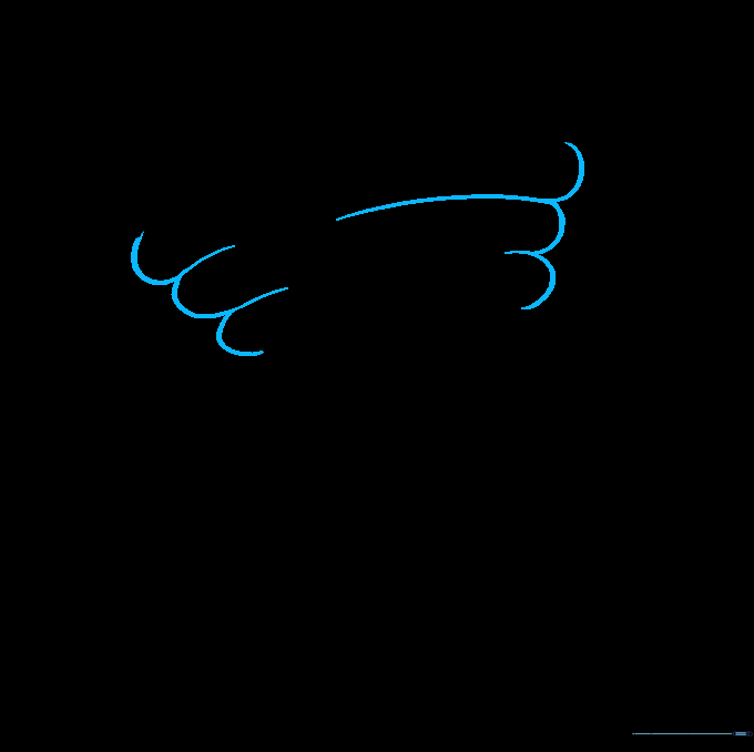 Drawing the second tier of the tornado using U-shaped lines to establish a conical funnel shape.