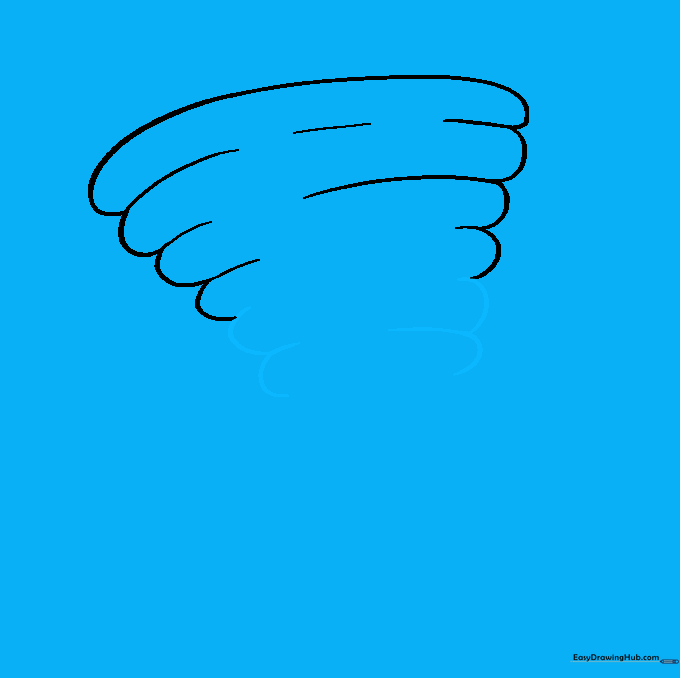 Adding additional U-shaped layers to the sides of the tornado drawing.