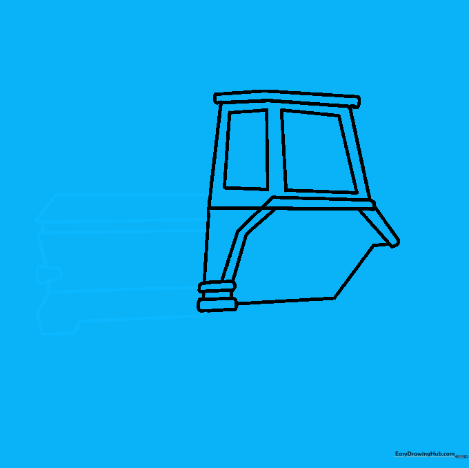 Drawing the front engine hood using trapezoidal shapes.