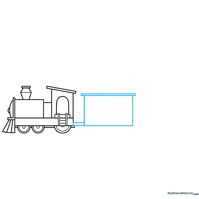 Adding a rectangular passenger car behind the engine.