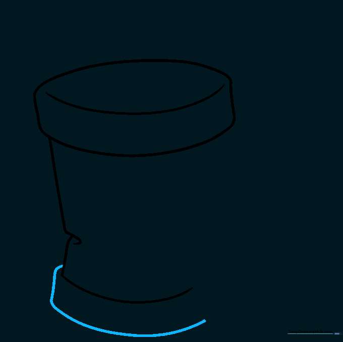 Adding a curved line near the base to create a 3D effect.