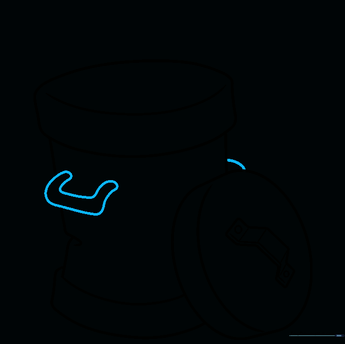 Refining the side handles of the trash can by erasing overlapping lines.