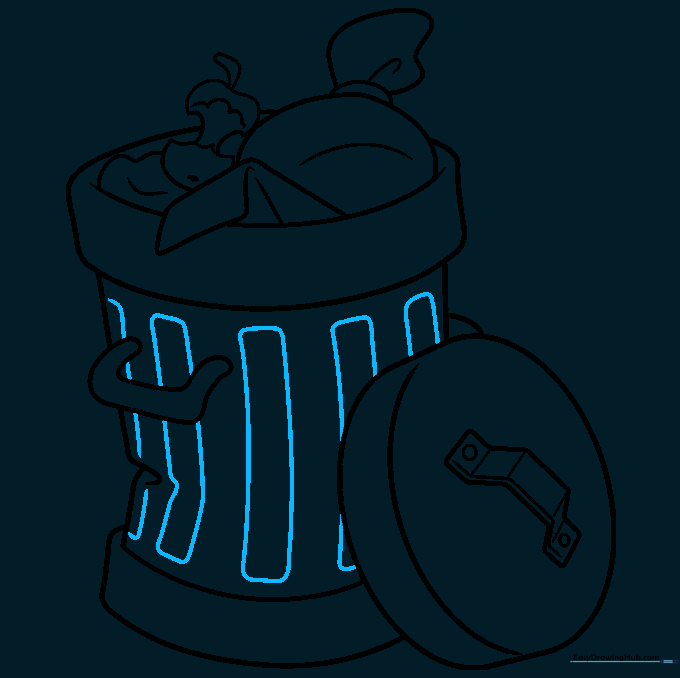 Adding vertical rectangular panels to the trash can body for texture.