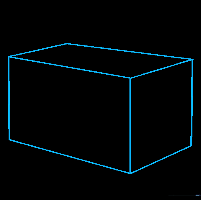 Pencil sketch of a rectangular cube base for a treasure chest