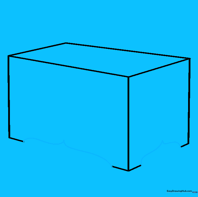 Drawing the pointed feet at the base of the treasure chest