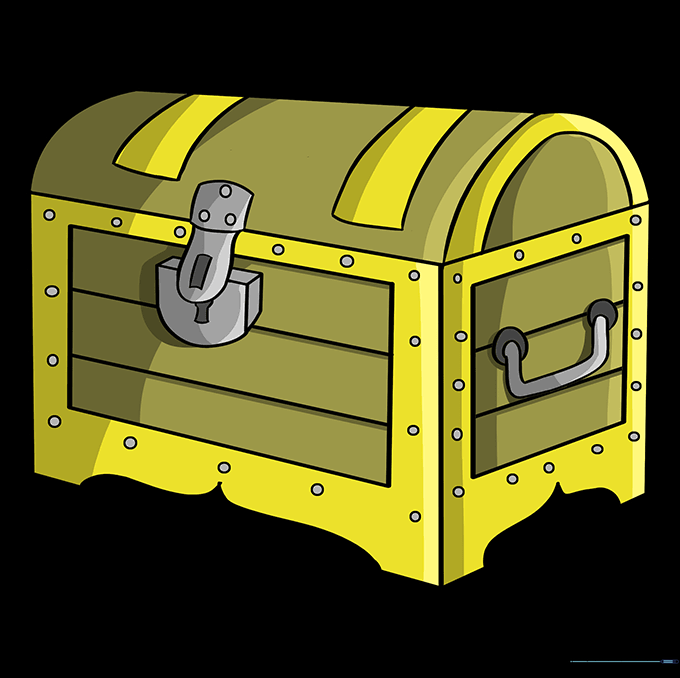 Finished and colored treasure chest drawing