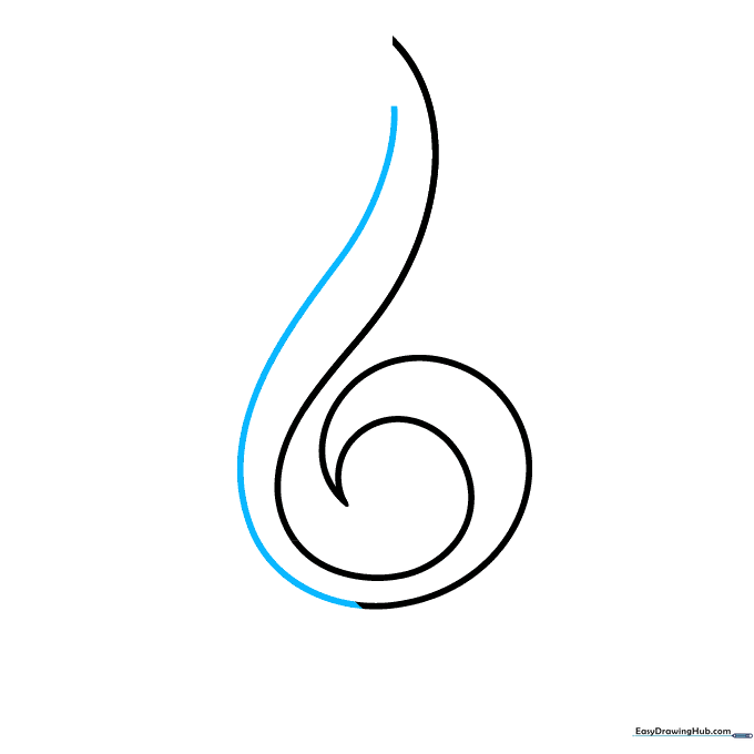 A secondary parallel line being added to the treble clef structure to add depth and form.