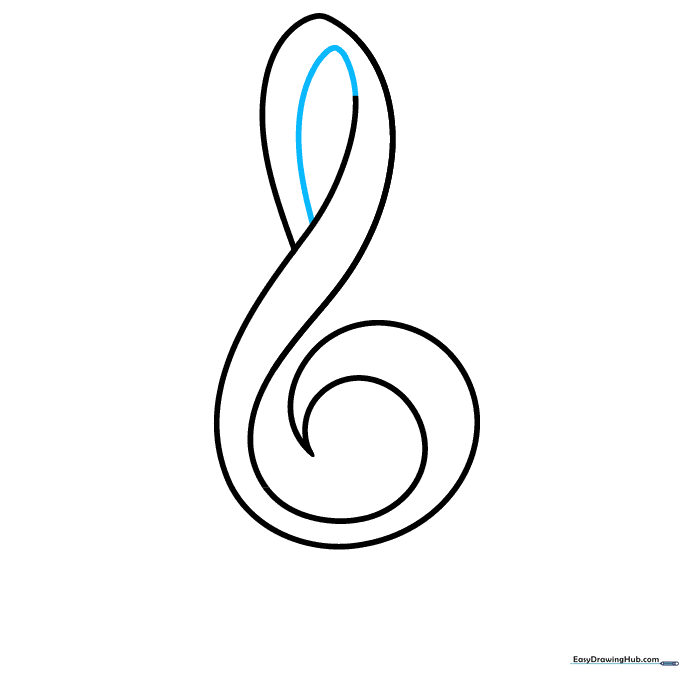 Refining the downward stroke of the treble clef to ensure the lines remain parallel and fluid.