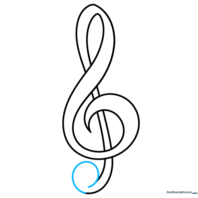 The base of the treble clef being finished with a small, elegant tail curl.