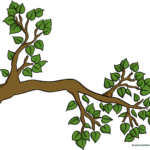 A colorful, finished illustration of a tree branch with leaves, presented as a high-quality art project.