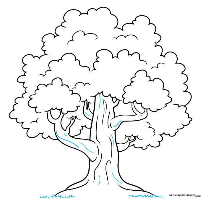 Adding small, sharp grass blades around the base of the tree trunk.