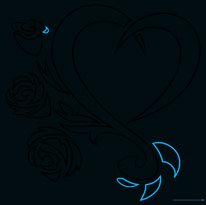 Adding final tribal-style decorative triangles to the bottom of the heart.