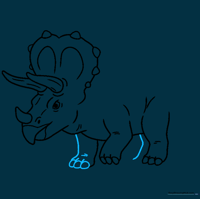 Finalizing the leg structure and adding toes to the front legs.
