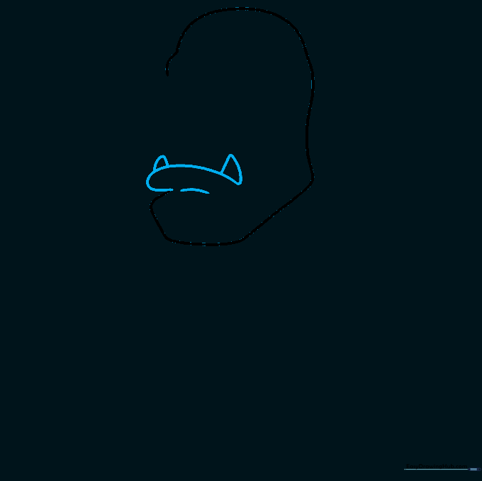 Drawing the troll's mouth with jagged, rounded teeth and a defined chin line.