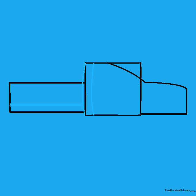 Adding parallel lines to the truck body to define the door and side panels.