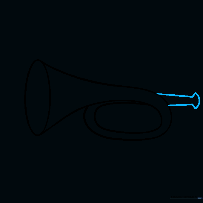 Close-up of the trumpet mouthpiece being added to the end of the tubing.