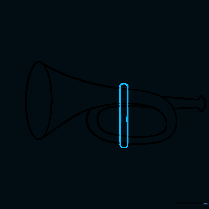 The first valve casing added to the center of the trumpet body.
