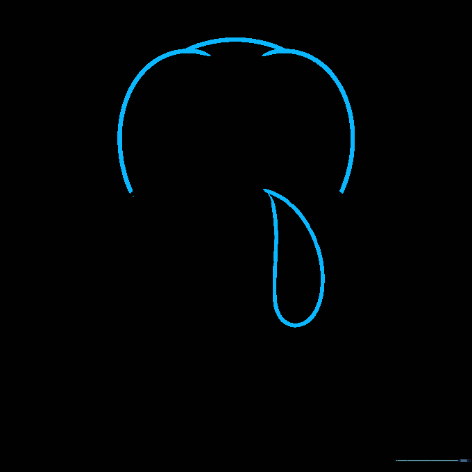 The head shape of the turkey being drawn around the beak and eyes.