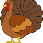 A colorful, friendly turkey illustration designed for children to learn how to draw.