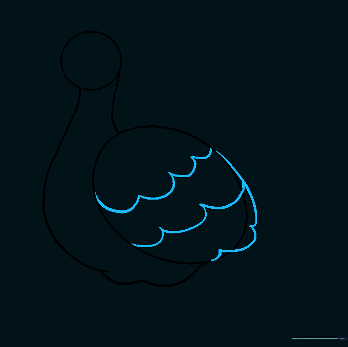 Turkey wing detail showing scalloped lines added to the oval shape to represent individual feathers.