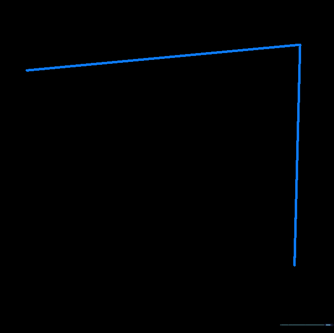 Pencil sketch showing two perpendicular lines forming an L-shape for the TV frame.