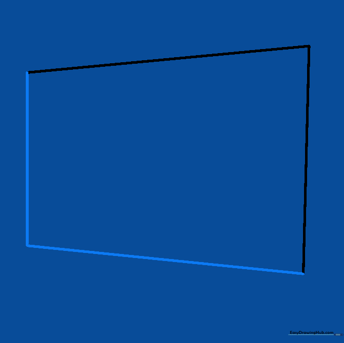 Adding two more lines to complete the rectangular outline of the television.