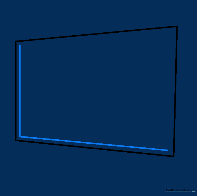 Drawing an inner L-shaped line to define the television screen area.