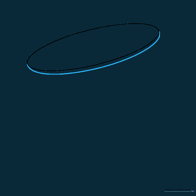Adding a curved line under the oval to create a three-dimensional hull shape.