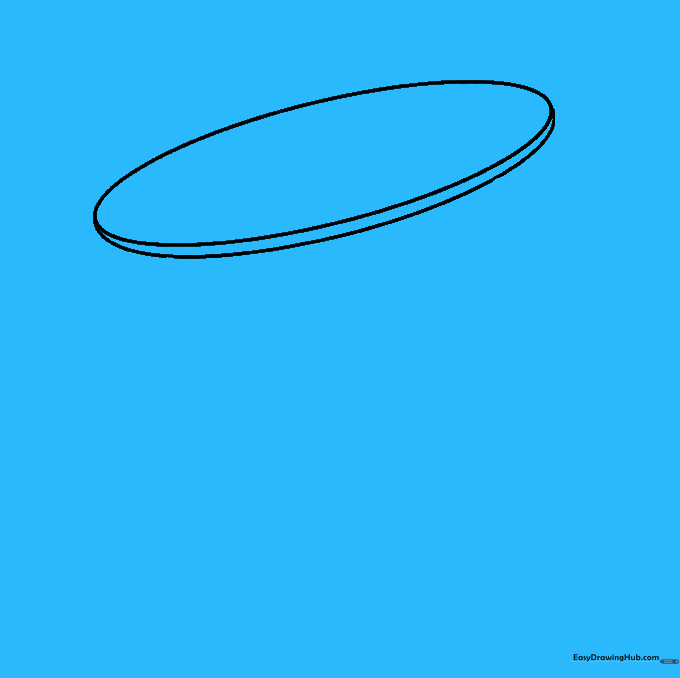 Drawing a semicircle at the bottom to define the base of the spacecraft.