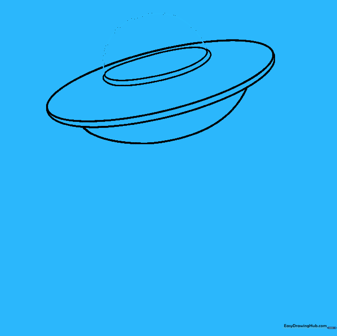 Drawing a semicircle on top of the UFO to represent the glass cockpit dome.