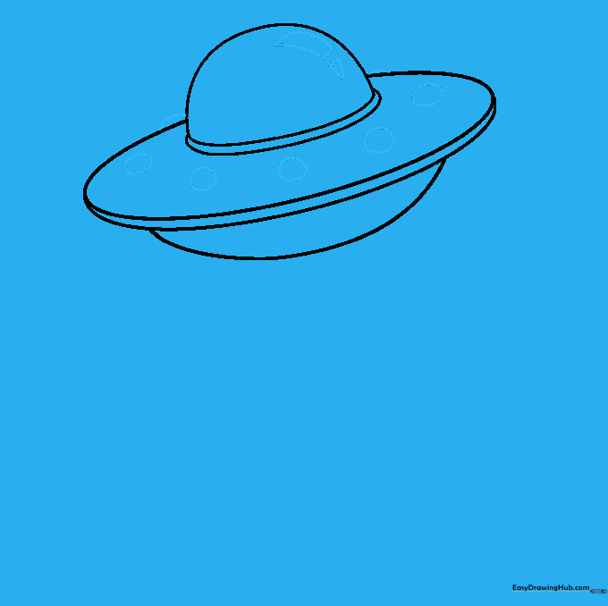 Adding circular lights and a glass reflection effect to the UFO.