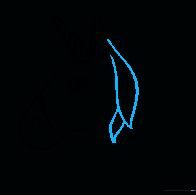 Initial curved lines forming the first sections of the unicorn's mane.