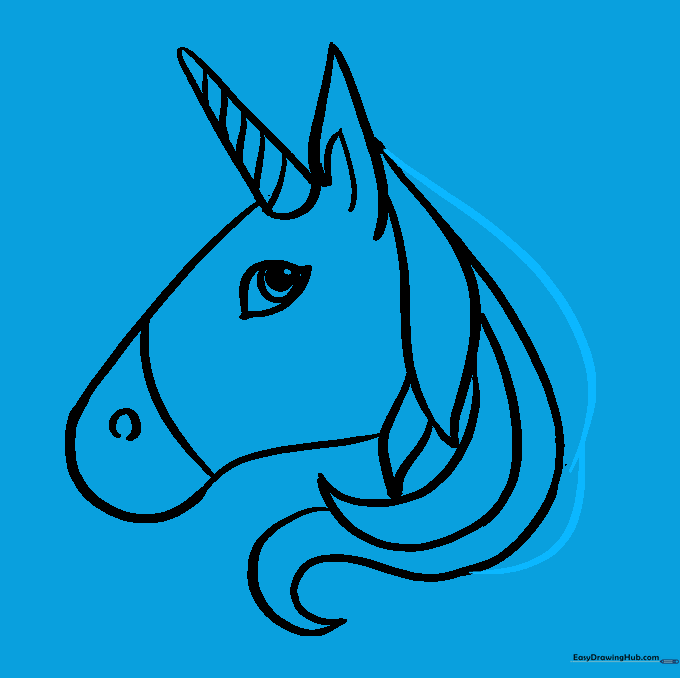 More hair sections added to the side of the unicorn's neck.