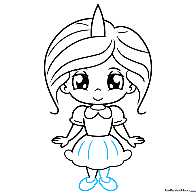 The full body of the unicorn girl with legs and shoes added.