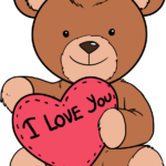 A finished, colorful illustration of a teddy bear holding a heart, perfect for Valentine's Day.