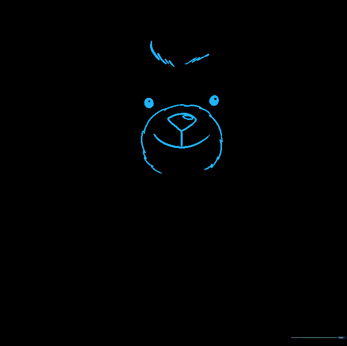 Detailed facial features including eyes, snout, nose, and mouth added to the bear.