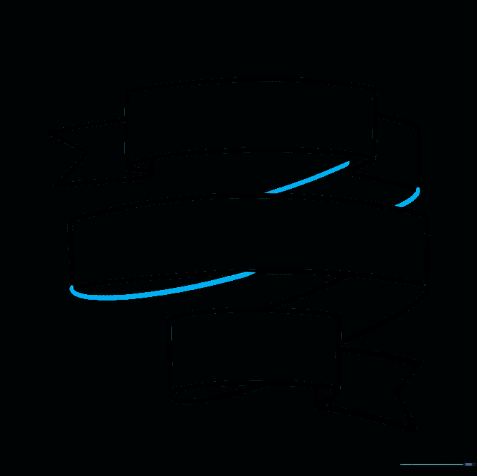 Refining the banner structure by connecting the top and middle sections with curved lines.