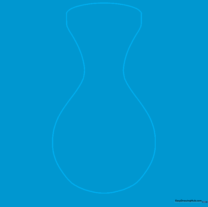 Pencil sketch showing the initial curved outline of a vase body