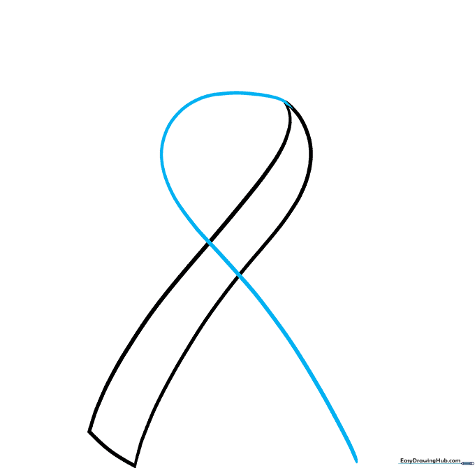 Adding a third curved line that overlaps the previous section to show the ribbon crossing over.