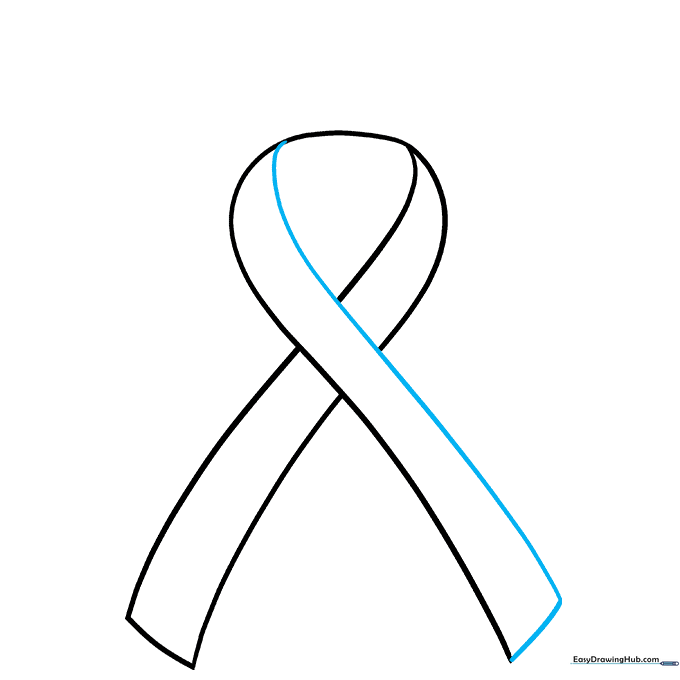 Completing the ribbon outline by mirroring the sides and erasing internal guide lines.