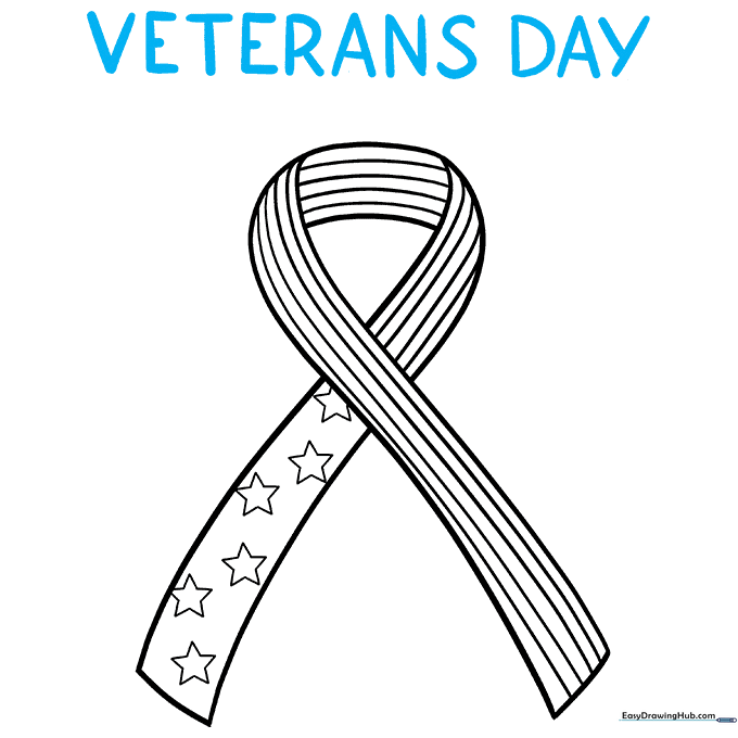 Adding the words VETERANS DAY in bold letters at the top of the ribbon.