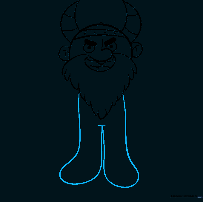 Outline of the Viking's torso and legs extending from the beard.