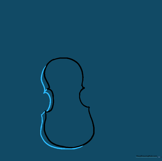 Adding curved lines to the violin body to create a 3D effect.